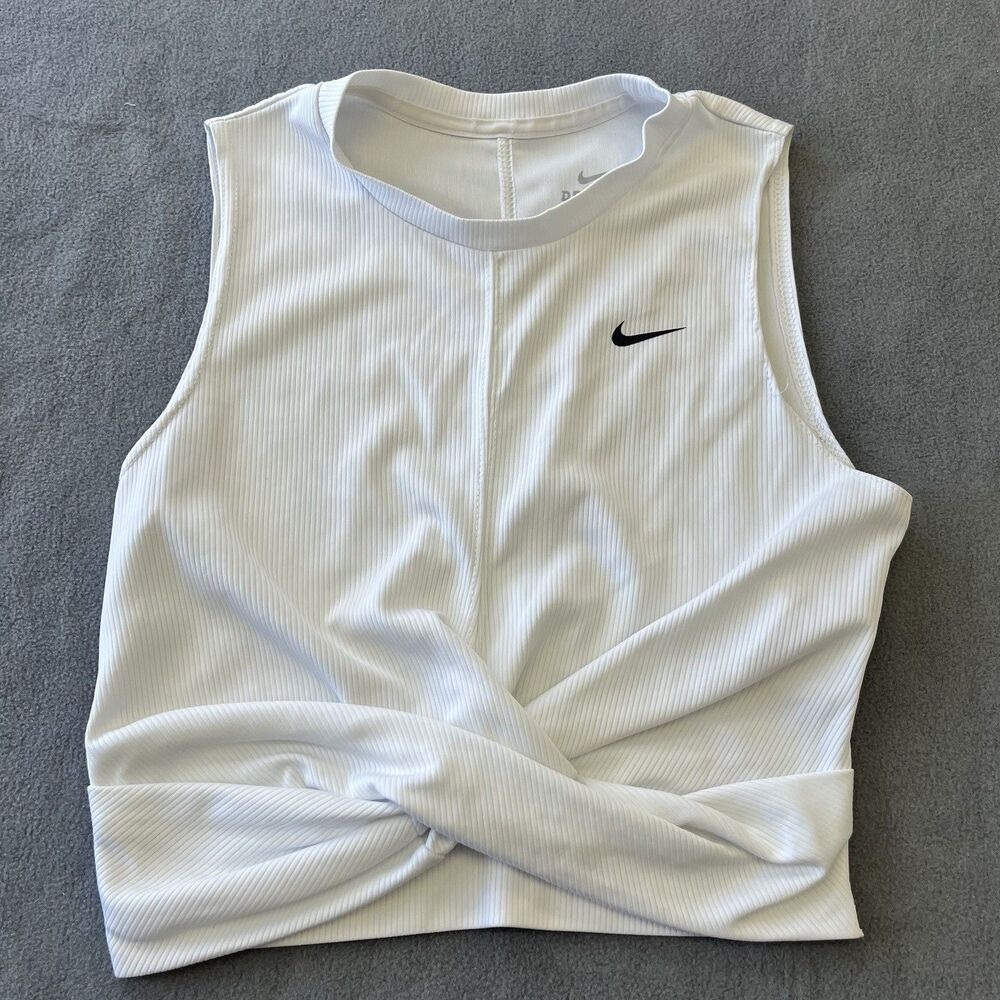 Nike White Twist-Hem Ribbed Tank